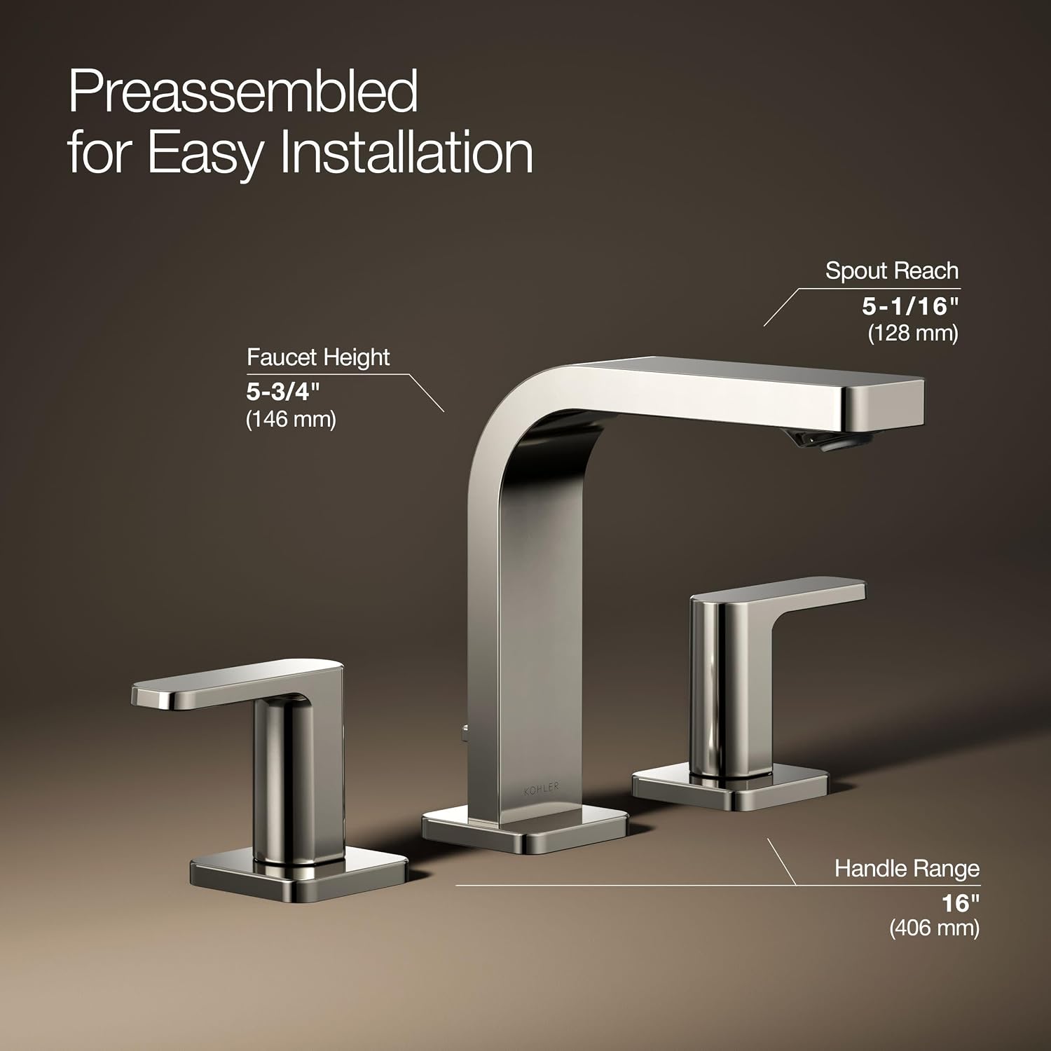 KOHLER K-23484-4K-SN PARALLEL® WS LAV FCT, LEVER 1.0 GPM, Vibrant Polished Nickel