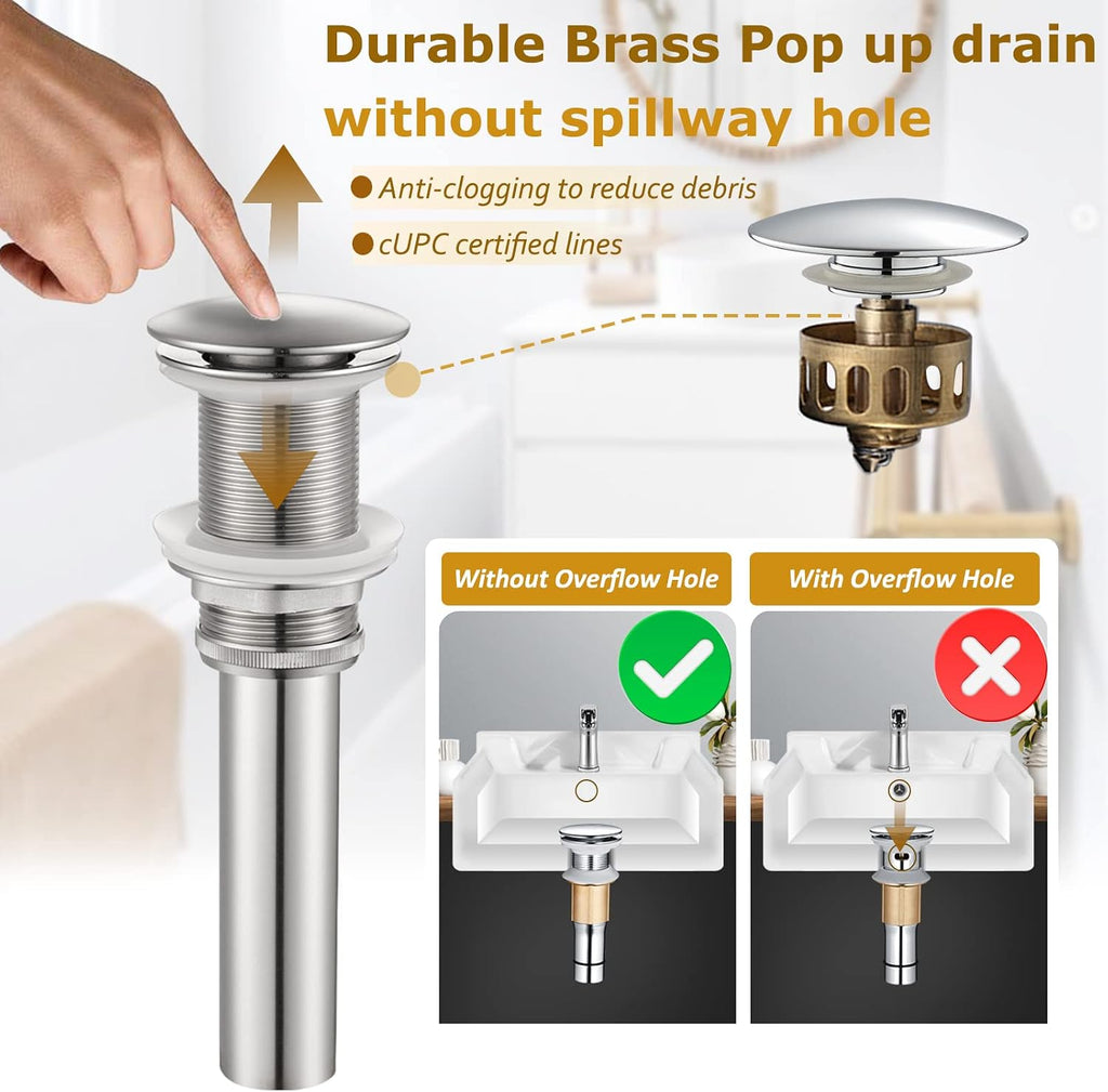 Tall Bathroom Faucet Brushed Nickel, Antique Design, Single Handle, 1 Hole Sink Mount, Pop Up Drain & Supply Lines Included, Ideal for Vessel, Vanity, Lavatory, RV, Farmhouse (L2302-BN)