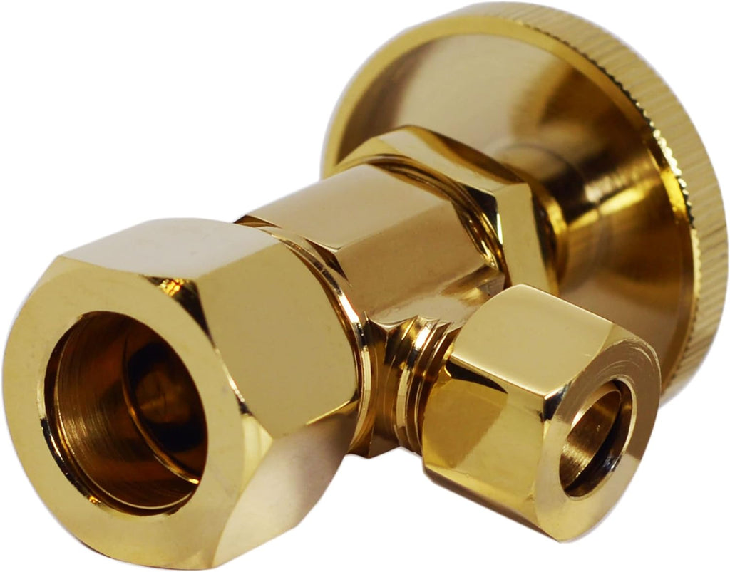 Westbrass D1538L-01 Pedestal Sink Lavatory Supply Line Kit with P-Trap and Round Handle Angle Stops, Polished Brass,