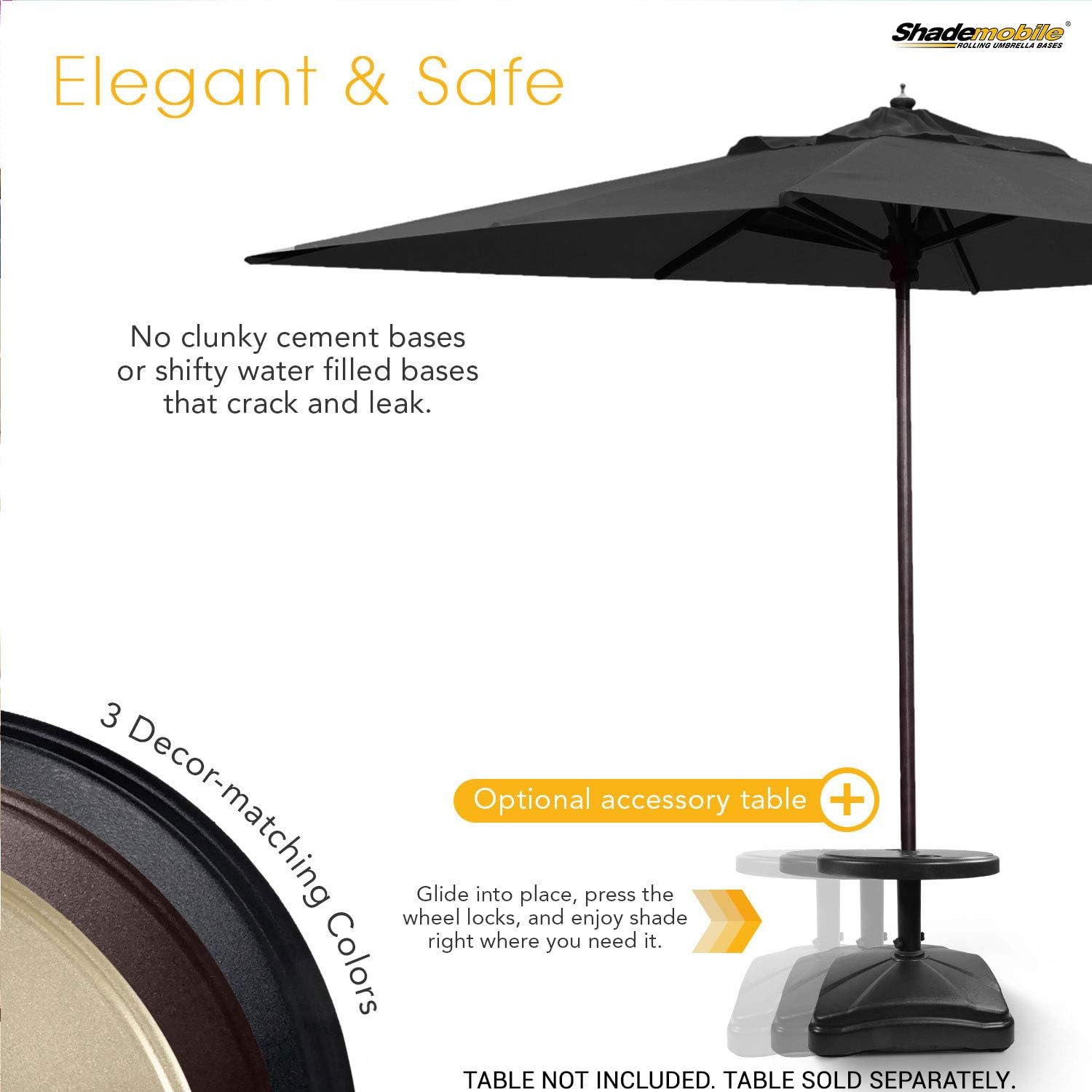 Outdoor Umbrella Stand w/ Easy Rolling Base (up to 125lb) Heavy Duty Universal Design for Weighted Commercial Patio & Deck Big Mobile Sun Shade w/ Hidden Wheels | Black