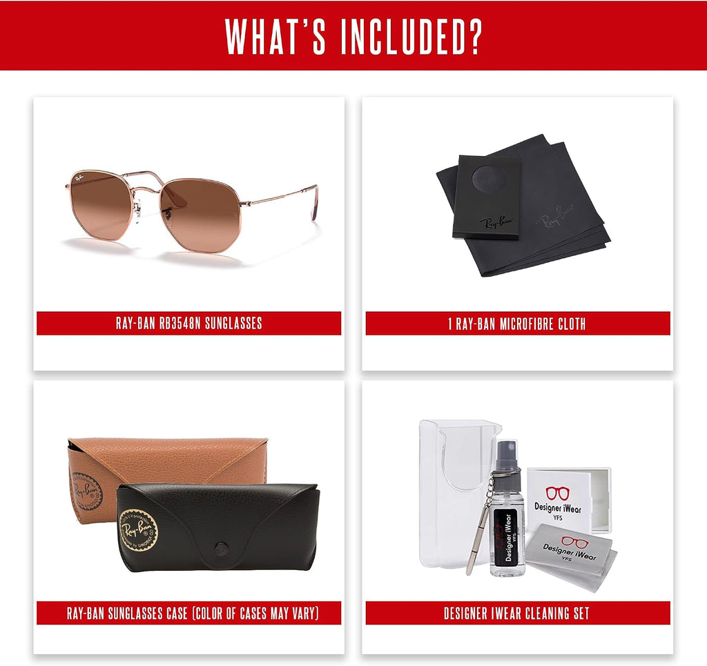 Ray-Ban RB3548N Hexagonal Sunglasses For Men For Women +BUNDLE with ACCESSORY EYEWEAR KIT