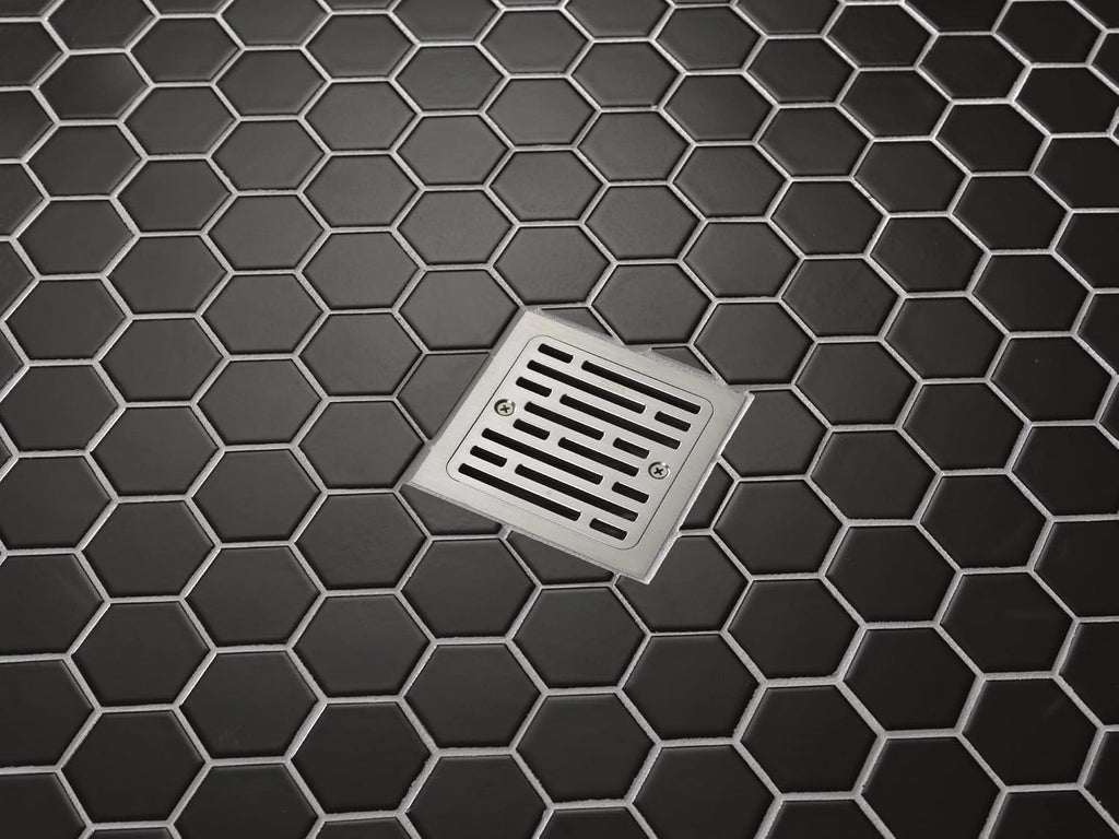Delta Faucet 4 Inch Tile-In Square Shower Floor Drain Brushed Nickel, Shower Drain Kit, Square Shower Drain, Chrome Shower Drain, Shower Floor Drain, Stainless DT062412-SS