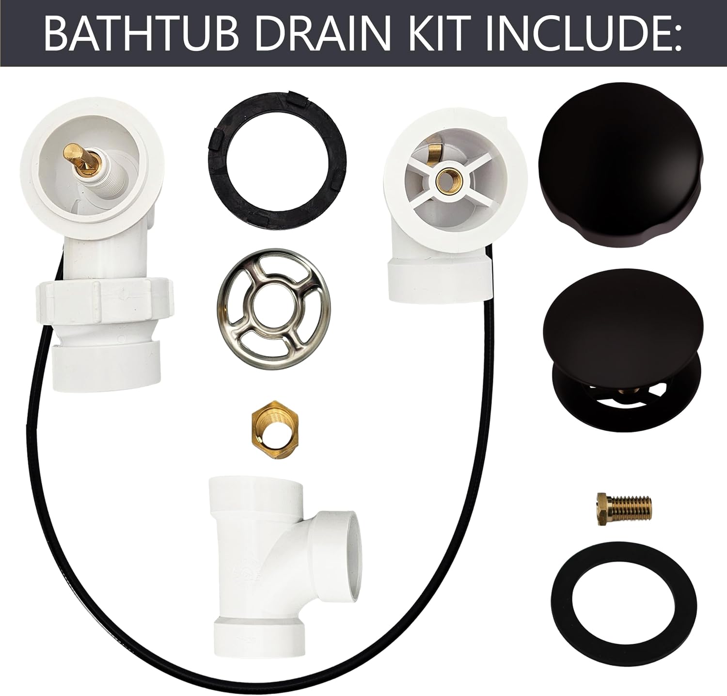 Westbrass A50P45BJ-12 1-1/2' Sch. 40 PVC 45' Cable Driven Bath Waste Kit with Ball Joint Head and Brass Trim Drain Kit, Oil Rubbed Bronze