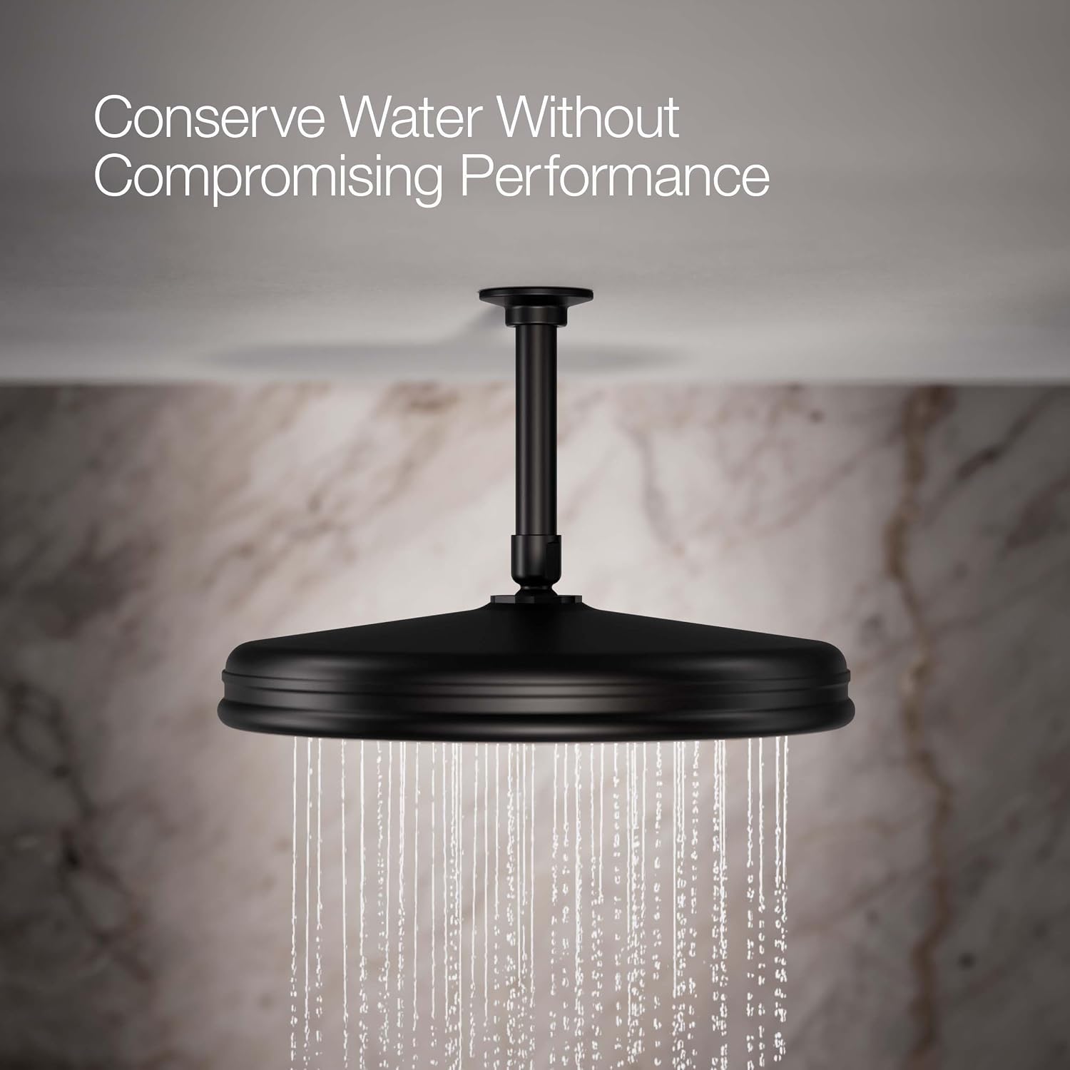 Kohler 13694-BL Traditional 12' single-function rainhead, 2.5 gpm, Matte Black