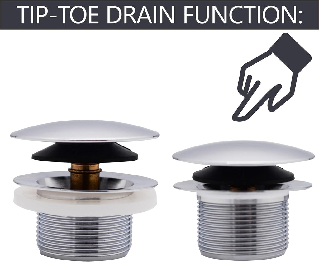 Westbrass D398R-50-26 1-1/2' NPSM Coarse Thread Mushroom Tip-Toe Bathtub Drain Stopper, Polished Chrome (50-Pack)