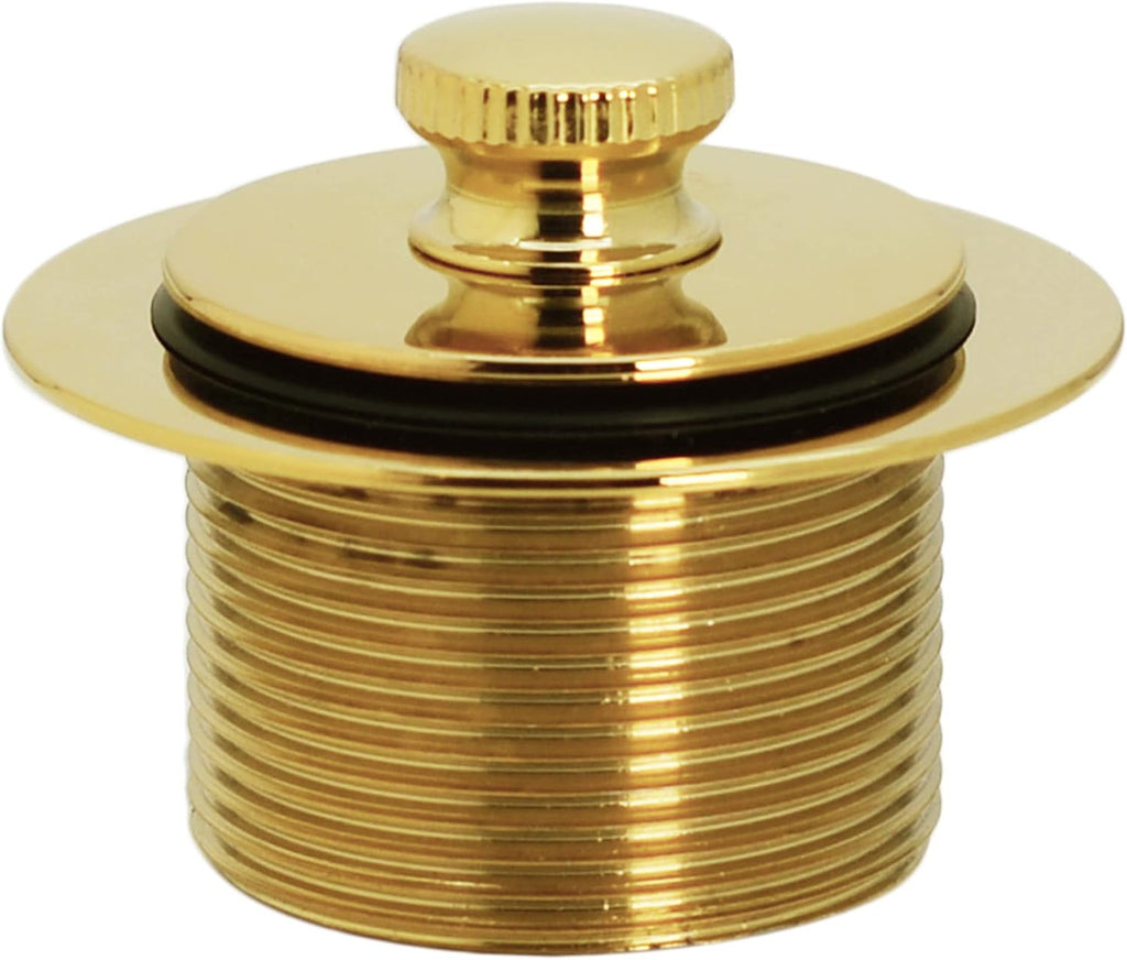 Westbrass A321H-01 14' Brass Bath Waste & Overflow Assembly with Twist & Close Drain Plug and Illusionary Faceplate, Polished Brass