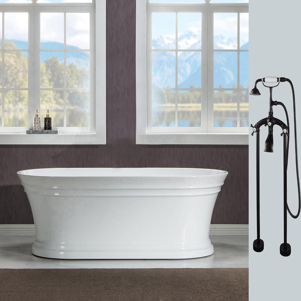 WOODBRIDGE BTA1536-ORB-Drain &O+F0029ORB BATHTUB, Oil Rubbed Bronze