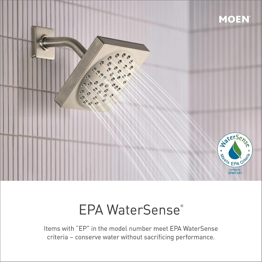 Moen S6320EPBN Velocity Eco-Performance Two-Function Rain Shower Shower Head with Immersion Technology, 8-Inch, Brushed Nickel