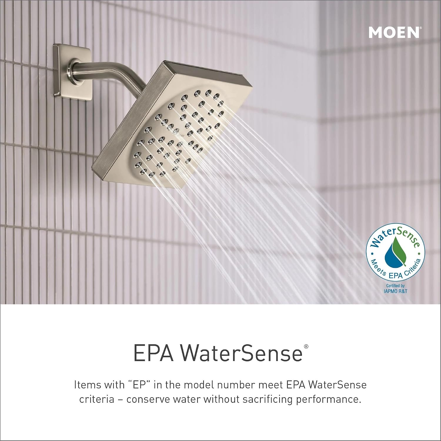 Moen S6320EPBN Velocity Eco-Performance Two-Function Rain Shower Shower Head with Immersion Technology, 8-Inch, Brushed Nickel