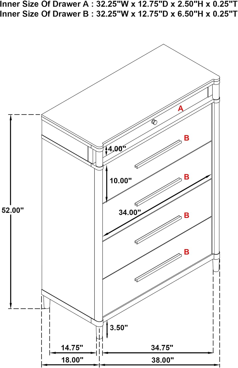 Coaster Home Furnishings - Gracemont - Wood - 5-Piece Bedroom Set with Light Grey Fabric, Vertical Tube, Cord Access and Flat Drawer Fronts - Bedroom - Queen Size - White - 225071Q-S5