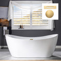 WOODBRIDGE 71'Freestanding White Acylic Soaking Bathtub with Brushed Gold Drain and Overflow,BTA1517 -BG-Drain &O