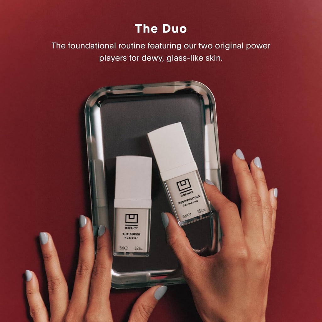 The U Beauty Duo - Resurfacing Compound & SUPER Hydrator Set - Vitamin C & E, Retinol, Hyaluronic Acid - Moisturizing Face Serum Duo for Smooth, Hydrated and Softer Skin, Set of 2 1.7 fl oz