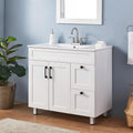 36 Inch White Freestanding Bathroom Vanity with Ceramic Sink Combo, Modern Storage Vanity with 2 Soft-Closing Doors & 2 Drawers, Ideal for Medium-Sized Bathrooms