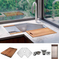 Strictly Sinks 30 Inch Corner Kitchen Sink Undermount– 16 Gauge Stainless Steel Butterfly Sink Undermount, Scratch & Stain Resistant Corner Single Bowl Workstation Sink with Accessories (Silver)