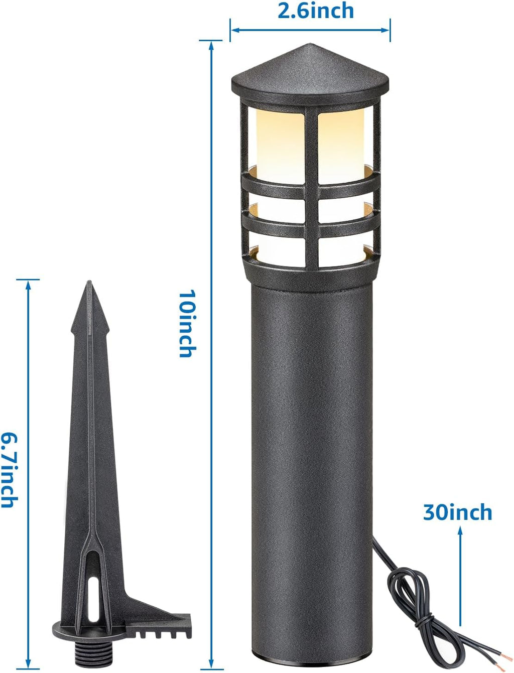 SUNVIE 12-Pack Low Voltage Landscape Pathway Lights 3W Outdoor Landscape Lighting 3000K 12-24V LED Bollard Path Lights Wired CRI 90+ Aluminum Pathway Lighting for Walkway Yard Garden, ETL Listed Cord