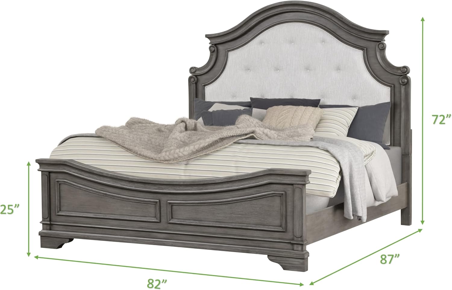 Traditional Style King 4 Pc Bedroom Set Made with Wood in Rustic Gray