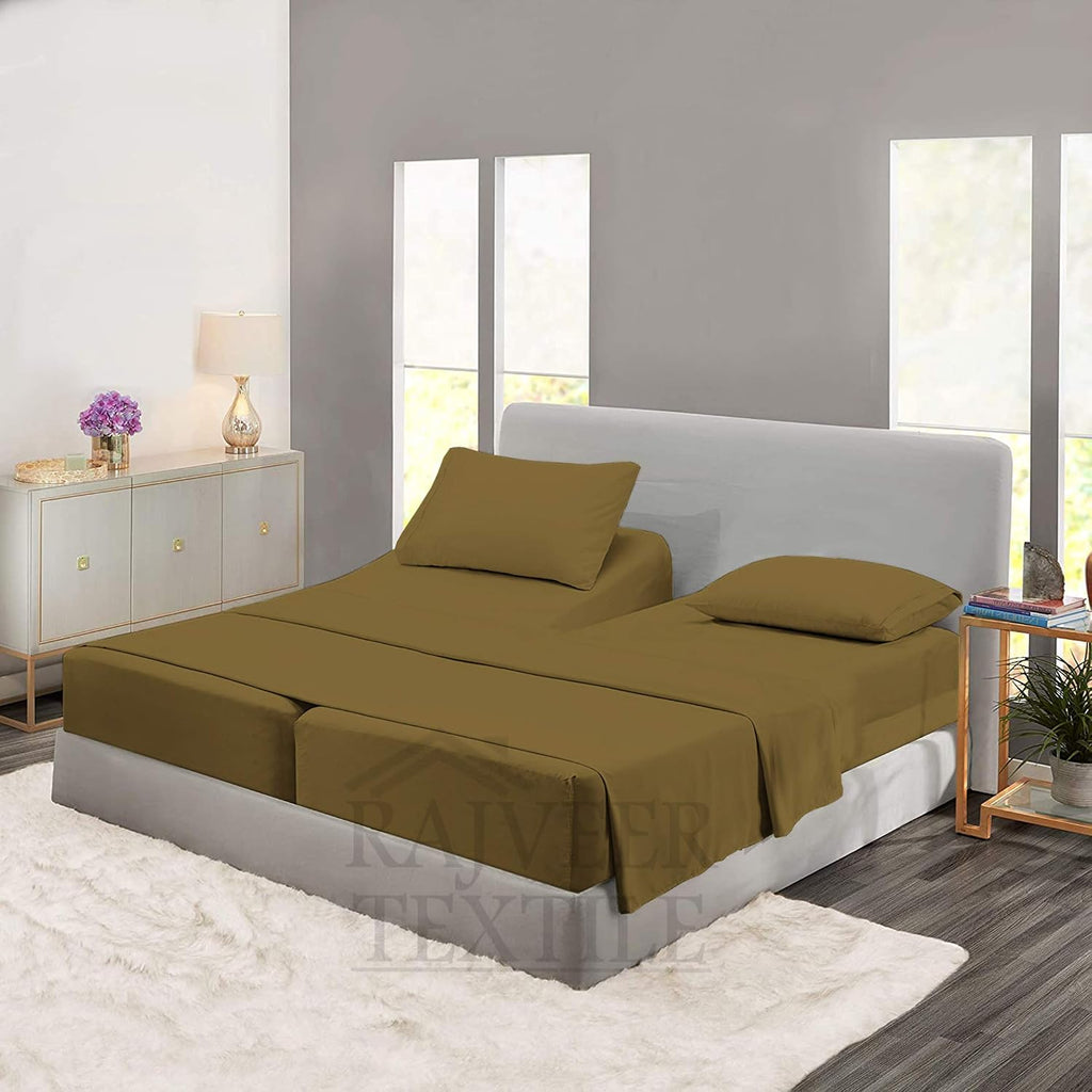 5 Piece Sheet Set- Egyptian Cotton 600 Thread Count - Luxury Bedding Set Fits Up to 15 Inches Deep Pocket - 5 Piece Sheet Set (Split King Size, Taupe)