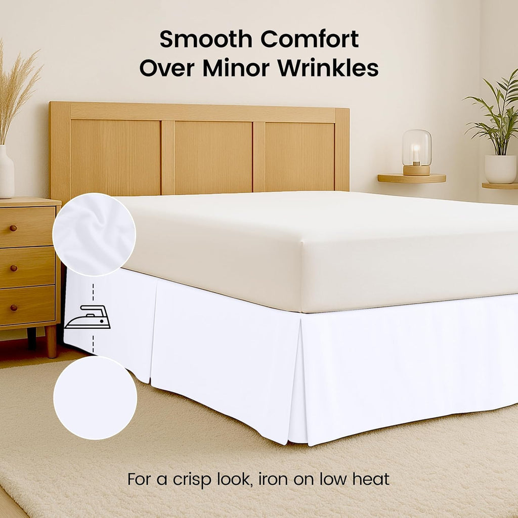 Utopia Bedding Queen Bed Skirt - 20 Pack - Soft Quadruple Pleated Ruffle - Easy Fit with 16 Inch Tailored Drop - Hotel & B&B Quality, Shrinkage and Fade Resistant (Queen, White)