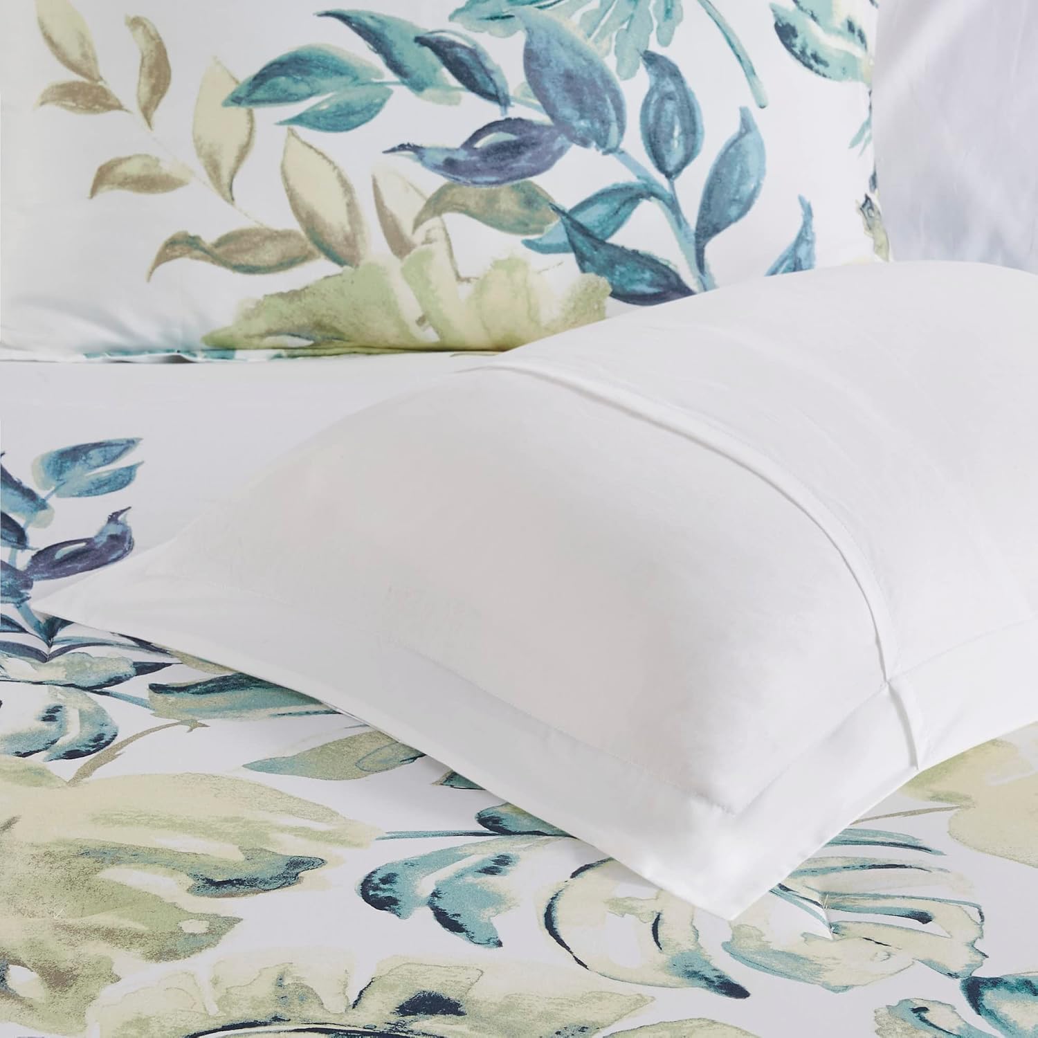 Harbor House 100% Cotton Duvet Cover, Coastal, Beach Cottage Design, All Season, Breathable Comforter Cover Tropical Bedding, Matching Shams, Lorelai Monstera Leaf Green Full/Queen (90'x90') 5 Piece