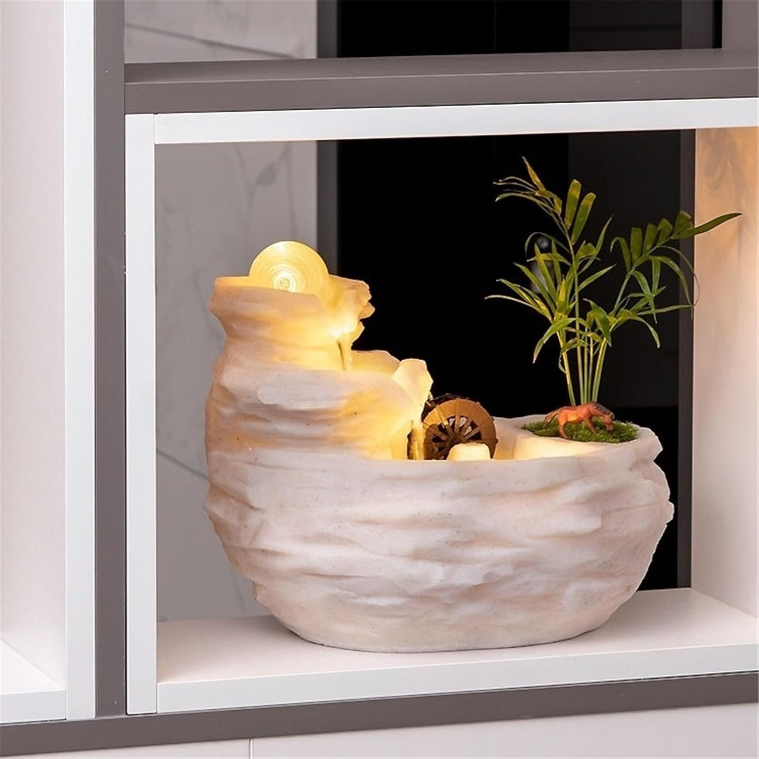 Tabletop Fountain Tabletop Water Fountain Indoor Relaxation Waterfall for Home and Office Decor(Black)