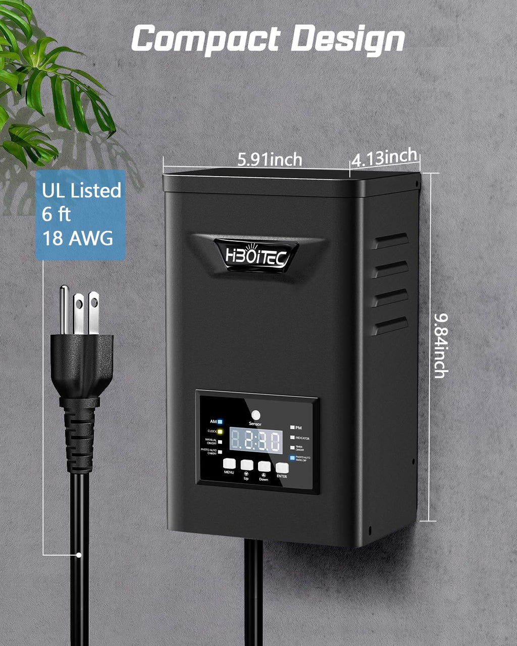 HIBOITEC 500W Low Voltage Landscape Transformer, Outdoor Lighting Transformer with Photocell Sensor and Timer, 120V AC to 12V/15V AC Weatherproof Transformers for Spotlights Path Lights