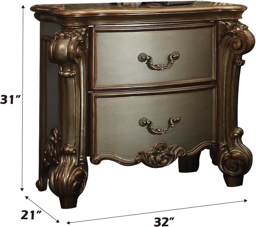 ACME Vendome Nightstand - - Gold Patina & Bone