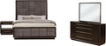 Coaster Home Furnishings Durango Contemporary 4-Piece Bedroom Set Velvet Upholstered Queen Size Panel Bed Frame 80-inch Headboard Smoked Peppercorn 223261Q-S4