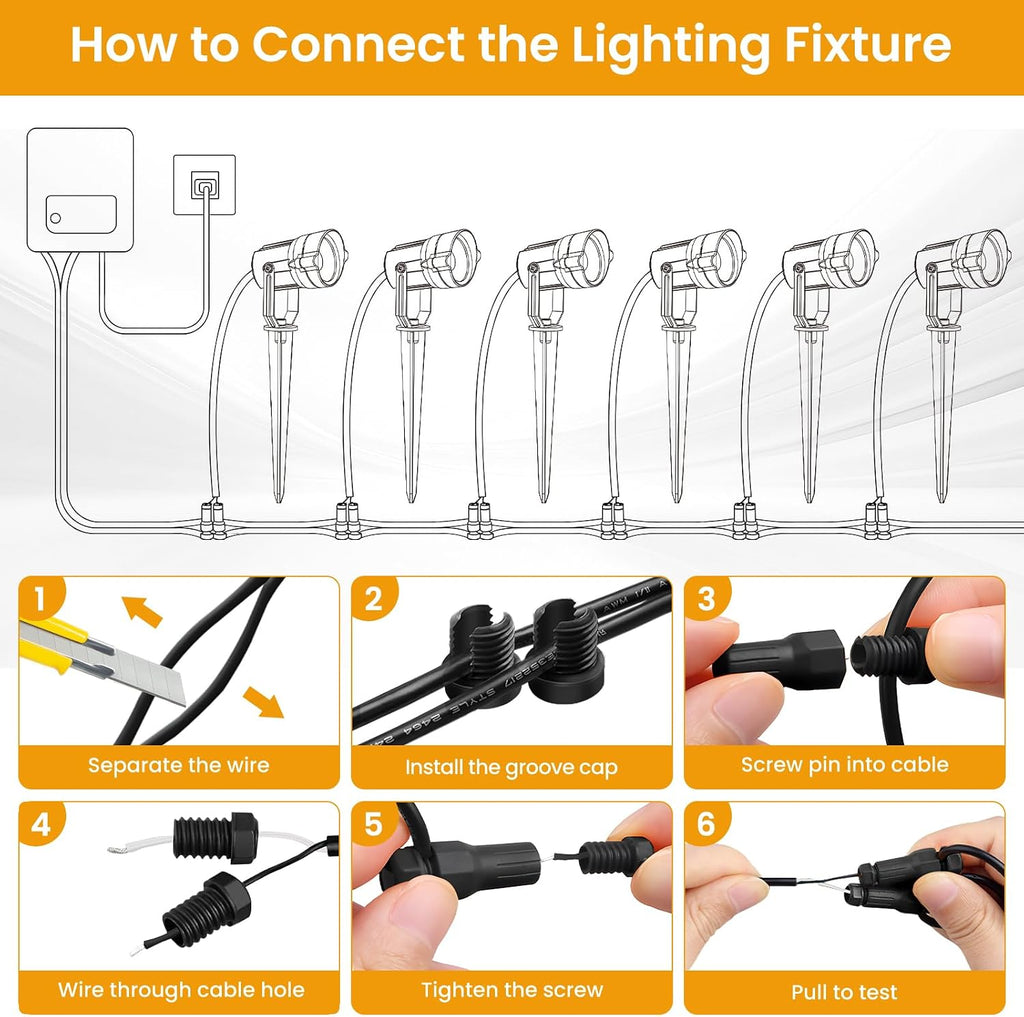 6W Landscape Lighting Kit, Low Voltage Landscape Lights with Transformer 100FT UL-Listed Wire & Connectors, 3000K Waterproof Outdoor Spot Lights for Yard House Tree 12V-24V 12Pack