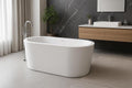 Carver Tubs - Vitality 59' - Modern White Freestanding Soaking Bathtub, With Oil Rubbed Bronze Center Drain - Classic Oval Acrylic Fiberglass Bath Tub - Deep Relaxing Soak - 59' L x 31.5' W x 23' H