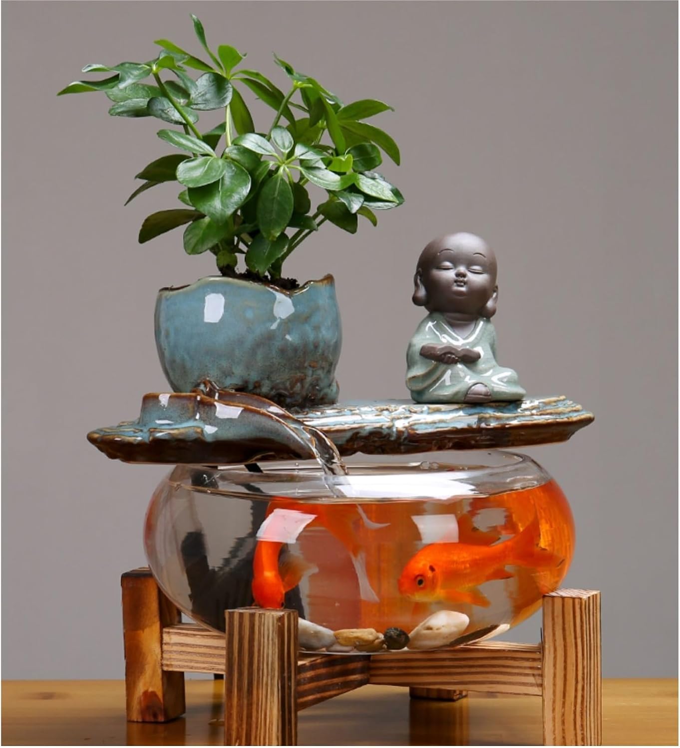 Water Fountains Indoor Flowing Water Ornaments Modern Simple Living Room Desktop Circulating Water Flow Small Glass Fish Tank Fish Farming Decoration Tabletop Fountain