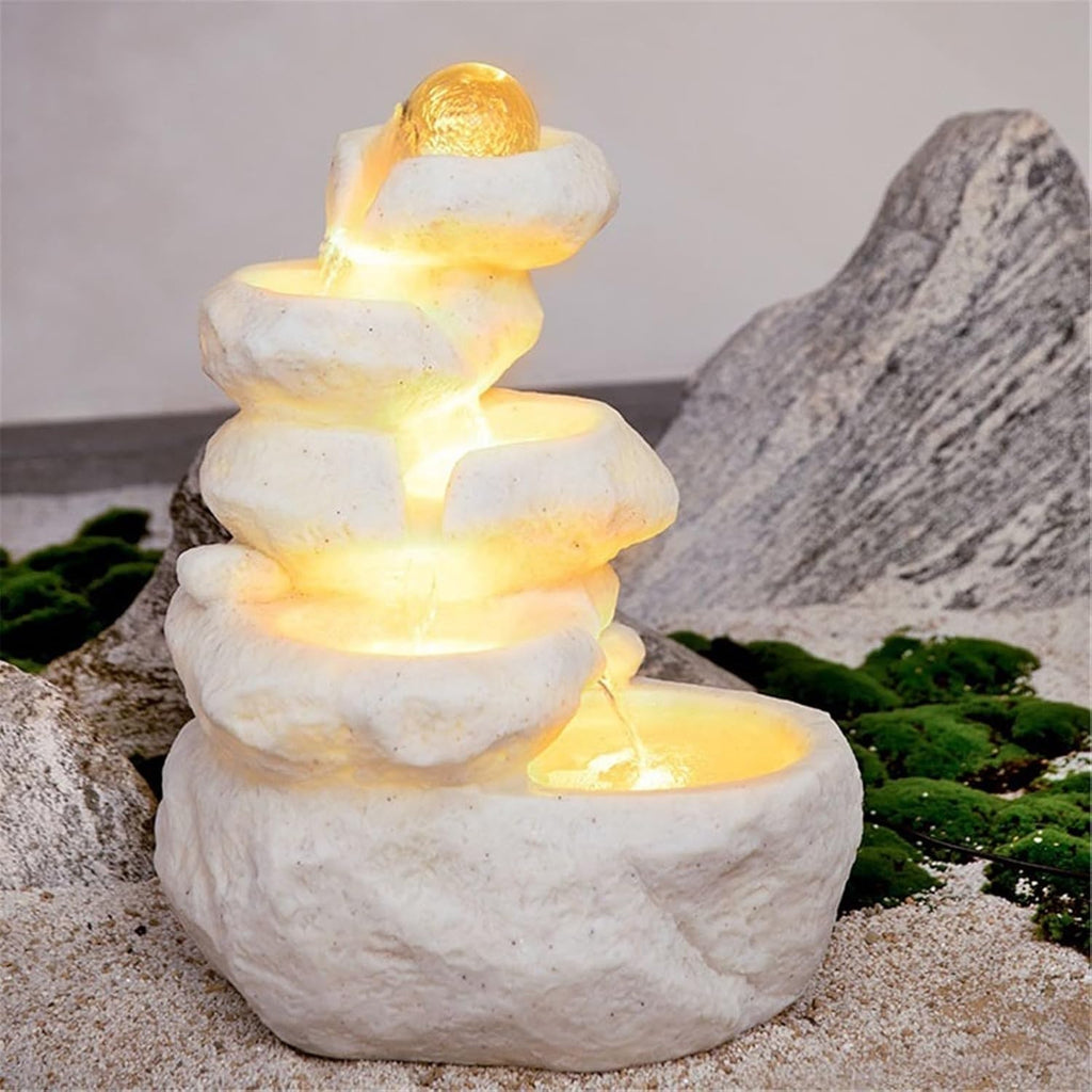 Tabletop Fountain Cascading Tabletop Water Fountain, Meditation Waterfall Feature, Feng Shui