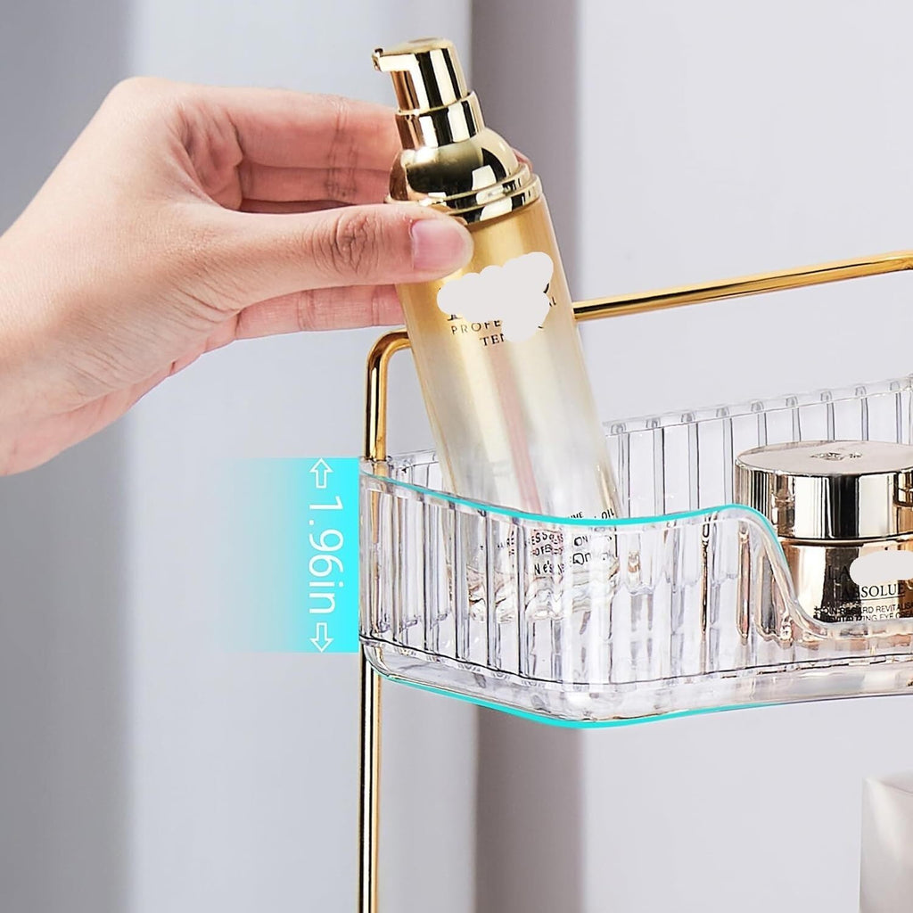 Skincare Organizers, 3 Tier Makeup Organizer for Bathroom Corner Vanity Countertop Makeup Organizer Holder Cosmetics Skincare Storage Counter(Amber)