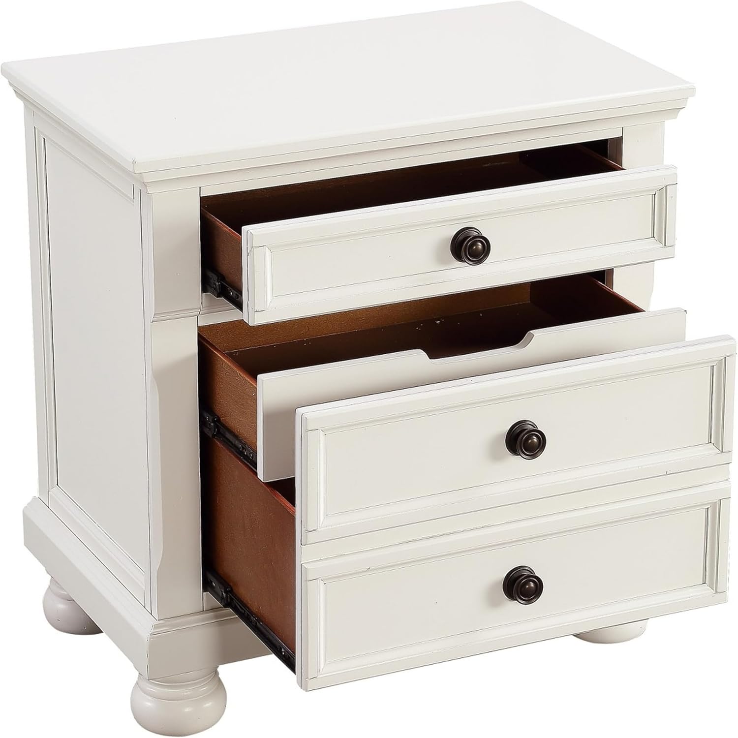 Ben Four Piece Queen Size Bedroom Set- Transitional Style- White- Bronze