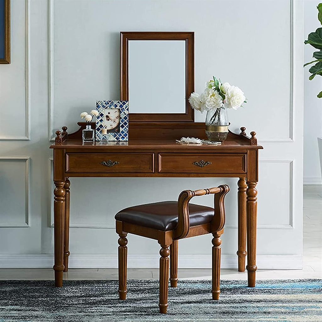 Vanity Bench Makeup Vanity Chair Piano Stool Gift Bedroom Dressing Stool Wooden Dining Stool Reception Room Stool Piano Stool Wooden Furniture(Brown (B))