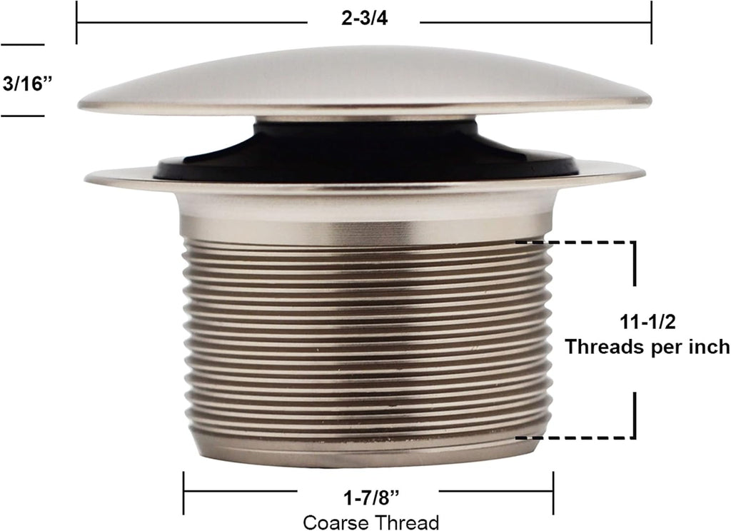 Westbrass A98HRK-20 Universal Fine or Coarse Thread Tip-Toe Bathtub Drain Trim with Illusionary No-Hole Faceplate and Adaptor Bushing, Stainless Steel
