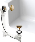 Westbrass A50P45BJ-01 1-1/2' Sch. 40 PVC 45' Cable Driven Bath Waste Kit with Ball Joint Head and Brass Trim Drain Kit, Polished Brass
