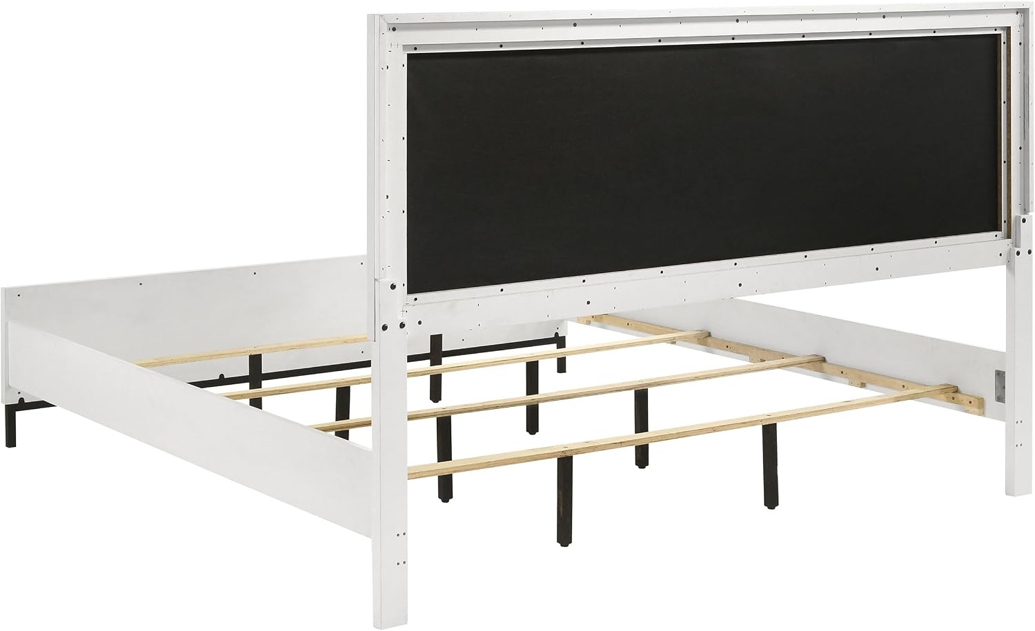 Coaster Home Furnishings Sonora Contemporary 5-Piece Bedroom Set Leatherette Upholstered Eastern King Size Panel Bed Frame 54-inch Headboard White 224861KE-S5
