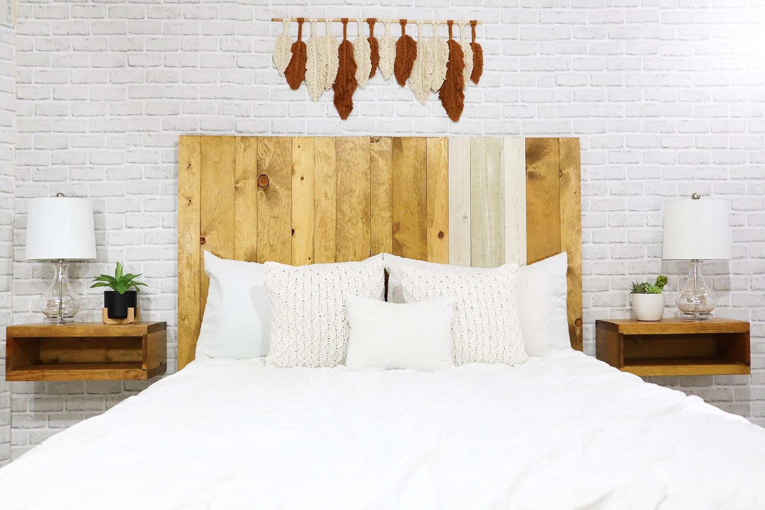 Barn Walls Boho Euro Mix Signature Design, Multicolored Solid Wood Headboard, Floating Panels, Wall Mount, Adjustable Height Easy Assembly, Queen Size