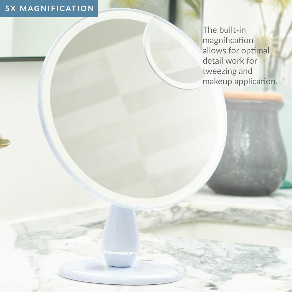 PMD Reflect Pro - Premium Beauty LED Mirror with TriLume Technology & Handheld Capabilities - Three Light Modes - 360° Rotation, 90° Tilt, & 5x Magnification - Travel Ready