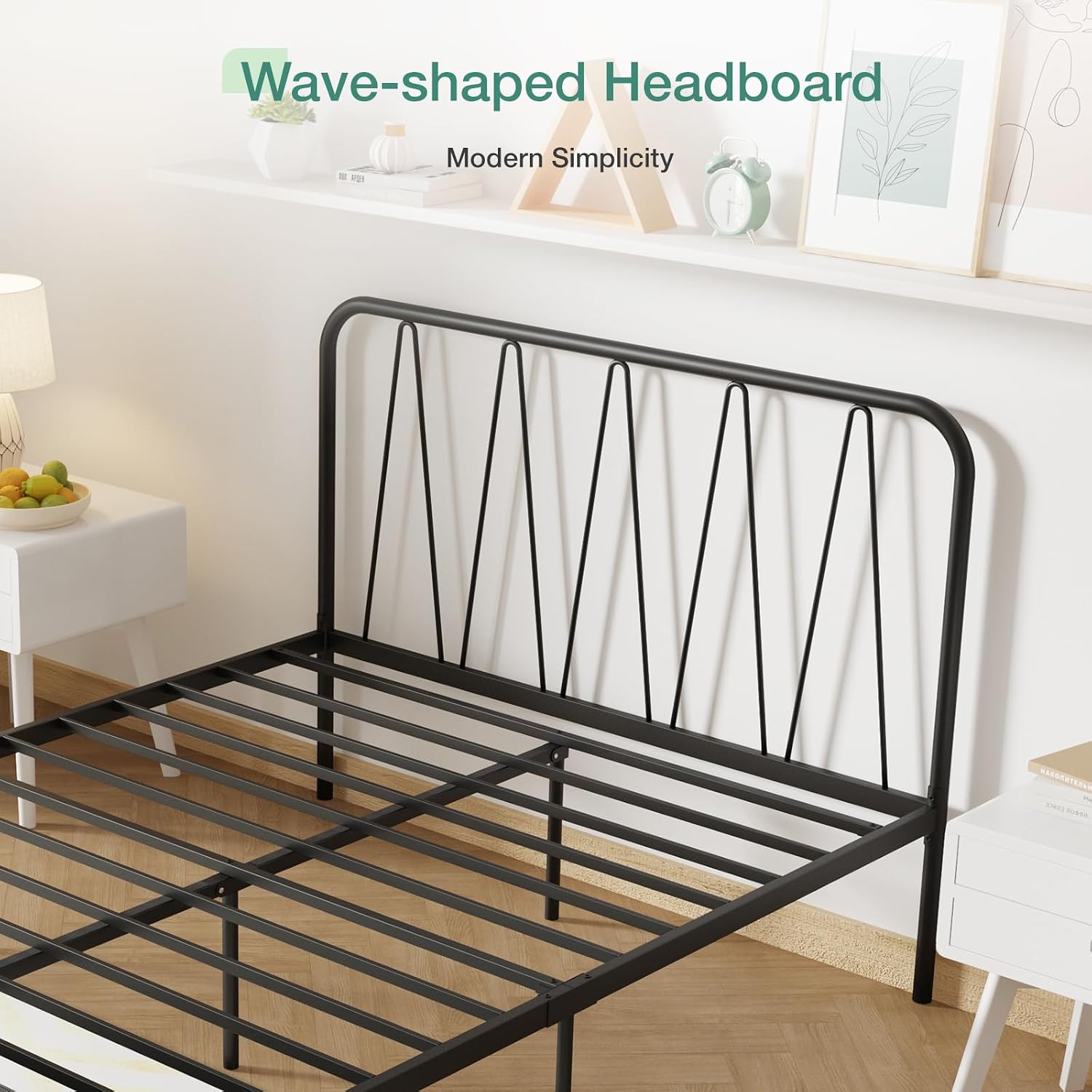 Novilla King Size Bed Frame with Modern Headboard, 14 Inch Metal Platform Bed Frame, Heavy Duty Slats Support, No Box Spring Needed, Easy Assembly, Noise-Free