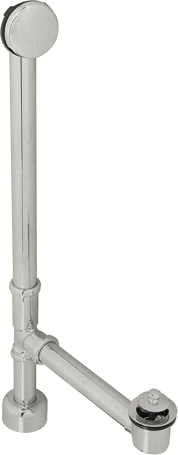 Westbrass 22-1/2' Twist & Close Bath Waste & Overflow with No-Hole Faceplate, Satin Nickel, D3221HK-07