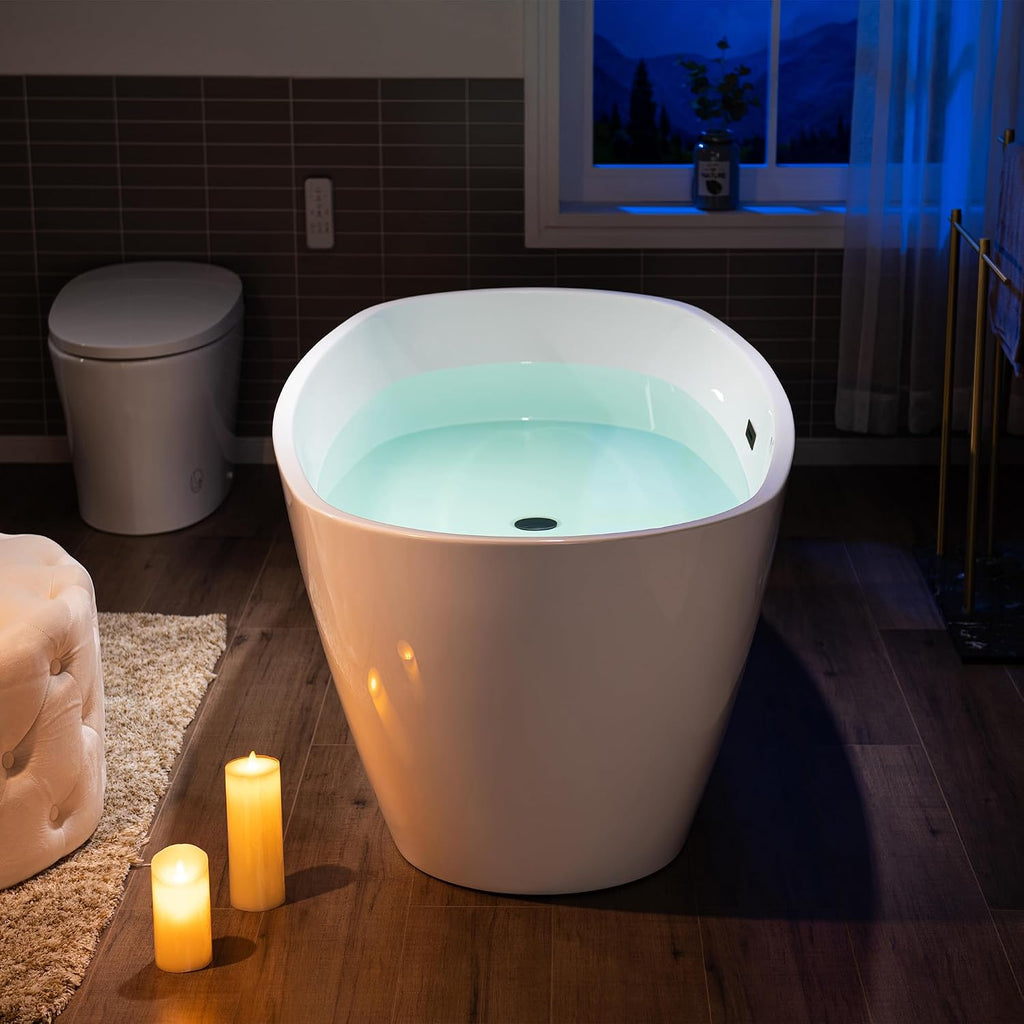 WOODBRIDGE 71' Acrylic Freestanding Bathtub Contemporary Soaking Tub, White Acrylic,Oil Rubbed Bronze Drain/Overflow