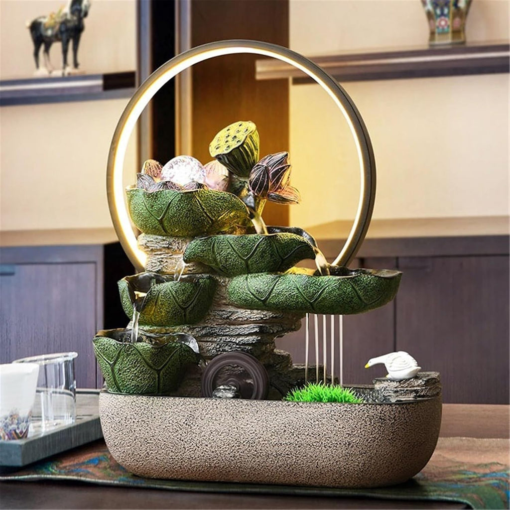 Tabletop Fountain Indoor Fountain, Chinese-Style Flowing Water Ornaments, Feature for Home Office Decor
