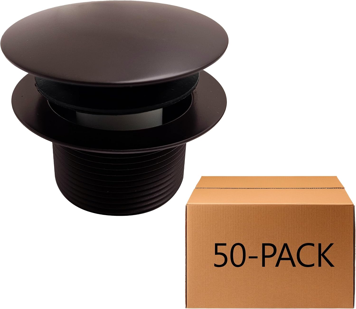 Westbrass D398R-50-12 1-1/2' NPSM Coarse Thread Mushroom Tip-Toe Bathtub Drain Stopper, Oil Rubbed Bronze (50-Pack)
