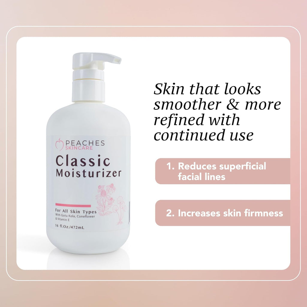 Hydrating Vegan Moisturizer with Vitamin E, Gotu Kola, and Pineapple – Age-Defying Face Cream for All Skin Types – Classic Moisturizer (16 oz)