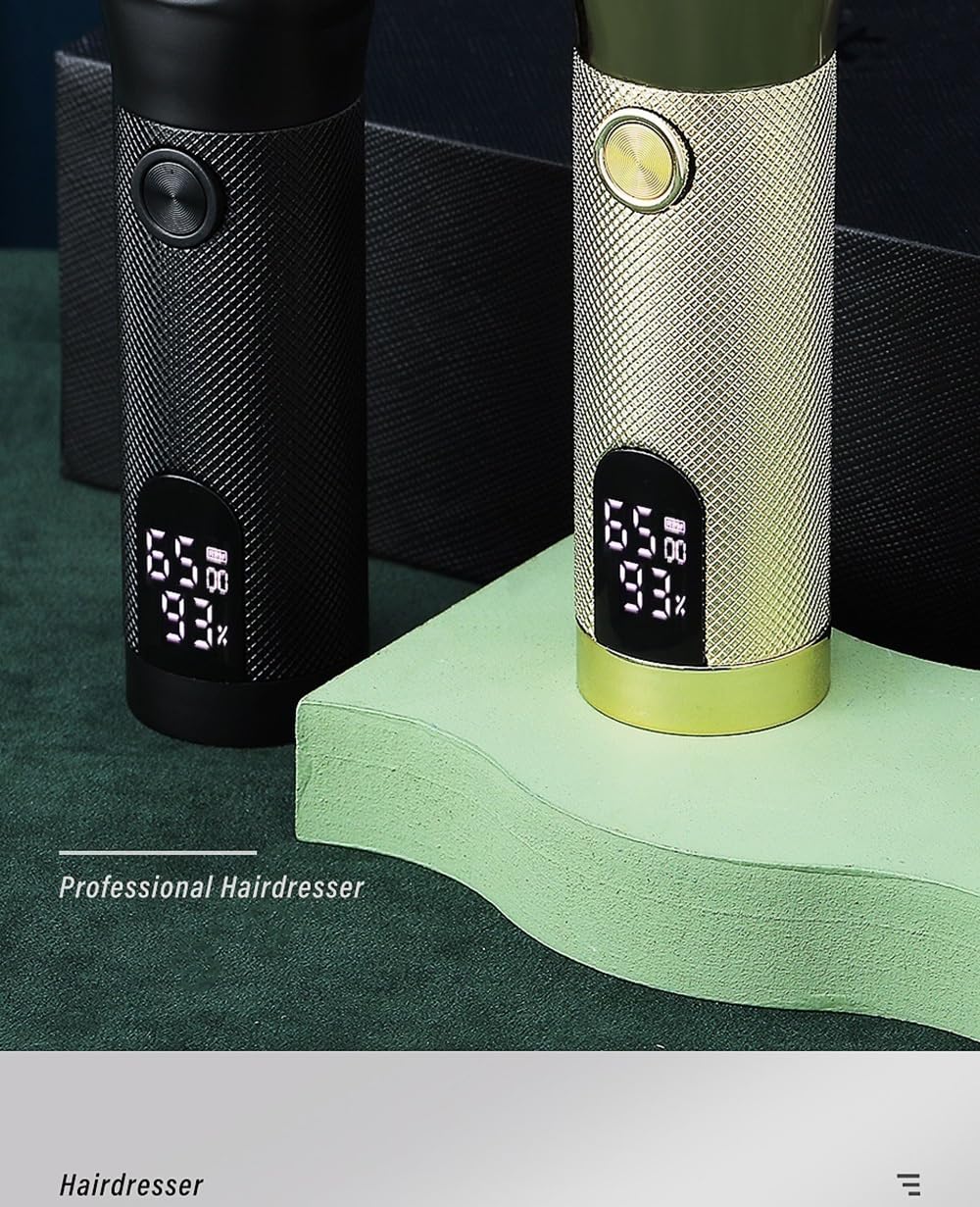 Professional Hair Clippers for Men, Electric Hair Clipper Personal Care High Power Shaver LCD USB Rechargeable Metal Barber Supplie Trimmer for Men, Gold