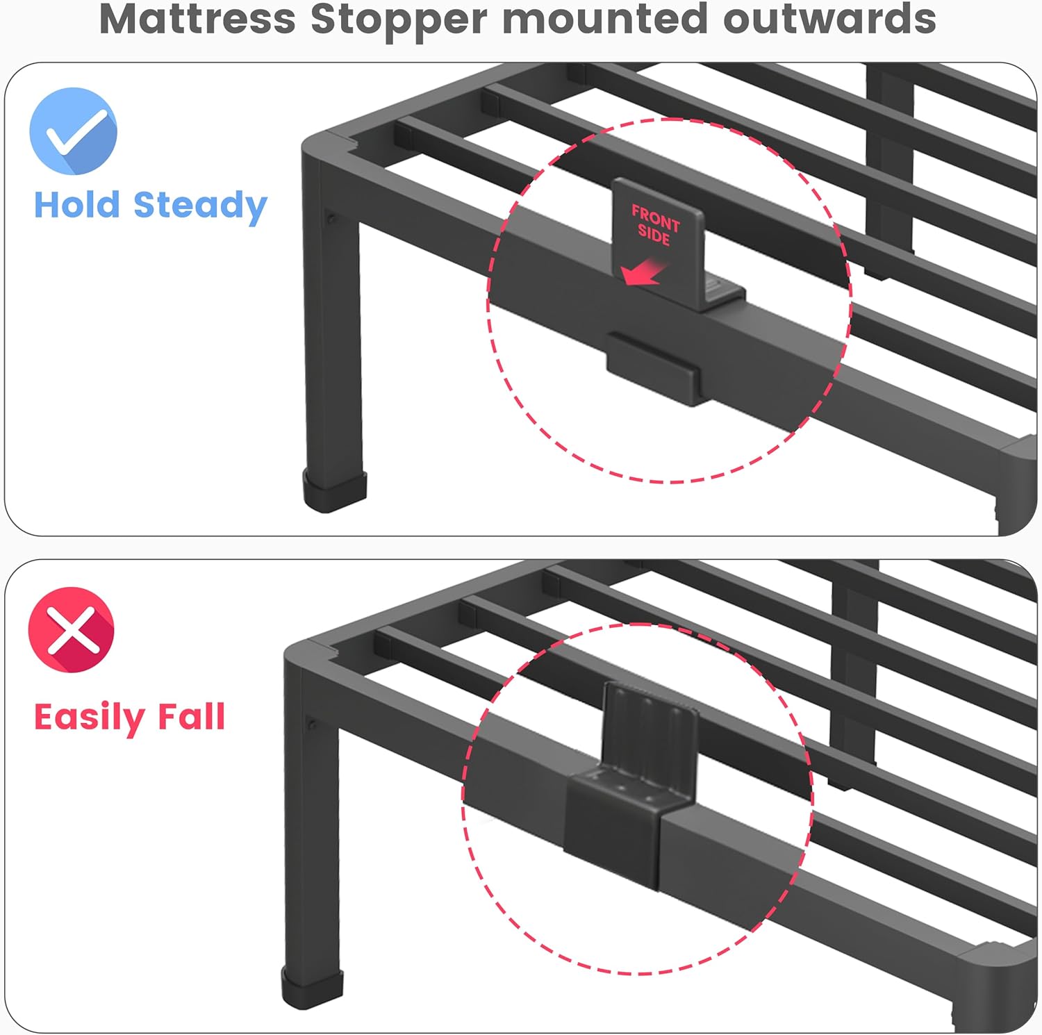 14 Inch California King Bed Frame, Metal Platform Bed Frame with Round Corner Legs, 3500 lbs Heavy Duty Steel Slats Support, No Box Spring Needed, Noise Free, Easy Assembly, Black