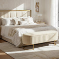 50.5' Velvet Storage Ottoman Bench with Gold-Toned Legs, Luxury Upholstered End of Bed Multi-Functional Footrest & Seat for Bedroom & Entryway
