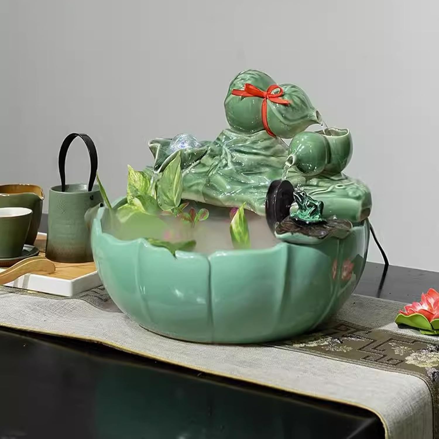 Tabletop Fountain Home Decoration Decorations Office Desktop Living Room Wealth Generating Water Dispenser Interior Circulation Rockery Fountain Decorations Desktop Fountain (Size : M)