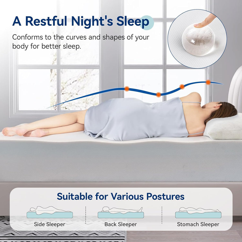Amazon Basics Breathable Memory Foam Mattress, Medium Firm, 12 Inch, California King, White/Grey